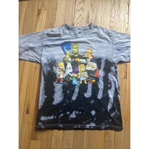 The Simpsons Gray Tie Dye Lisa Bart & Homer Halloween Tee Shirt Size Medium